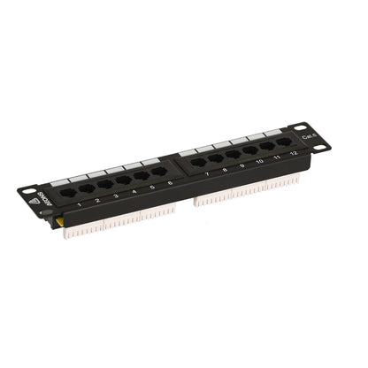 Aeons 12-Port CAT6 UTP Patch Panel, 1U 10-inch Rack Mount Keystone Jacks RJ45 Compatible with Cat 5/5e/6 Gigabit/Fast Ethernet, Black