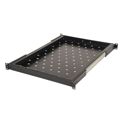Aeons Premium 1U Rack Mount Vented 4-Post Sliding Shelf, 26-inch Depth