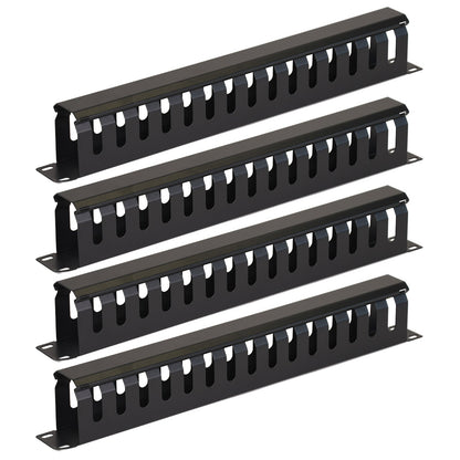 Aeons 1U Rack Mount Cable Management Horizontal Raceway with Cover, Metal Slim Design, 4 Pack