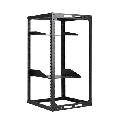 Aeons SRC Series 20U 4-Post Wall-Mount Open Frame Rack, Side Mount, Floor-Standing, Rack Shelves