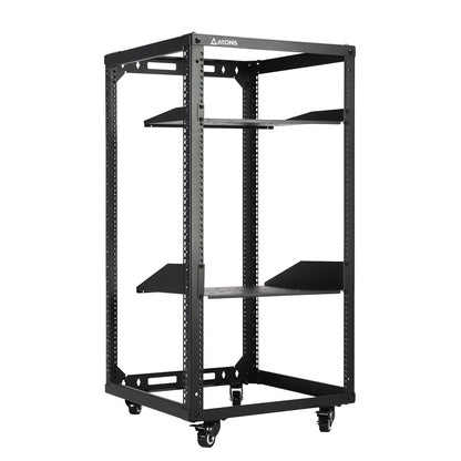 Aeons SRC Series 20U 4-Post Wall-Mount Open Frame Rack, Side Mount, Floor-Standing, Rack Shelves