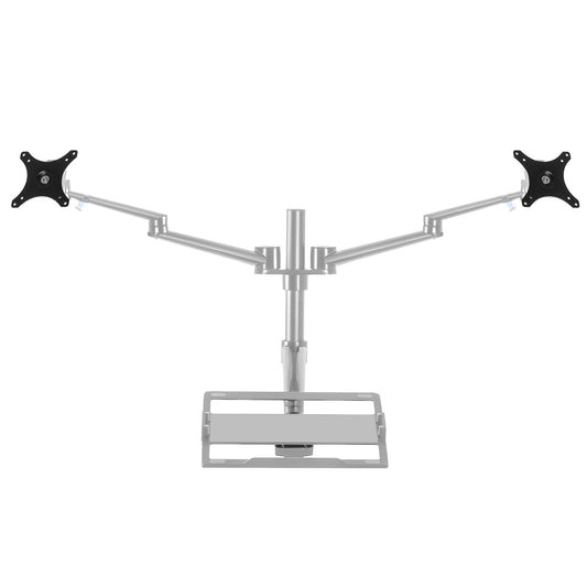 Aeons Dual Monitor and Laptop Tray Desk Mount, 3-in-1 Adjustable Triple Arm fits 27 inch Screen with VESA, Clamp and Cable Management, Silver
