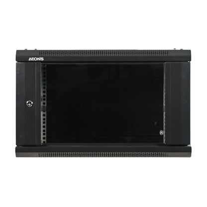 6U Wall Rack Cabinet Mid Depth Glass Door