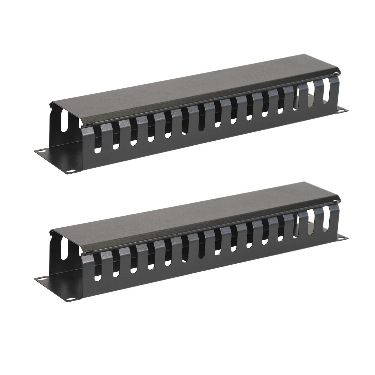 Aeons 2U Rack Mount Cable Management Horizontal Raceway with Cover, Metal Slim Design, 2 Pack