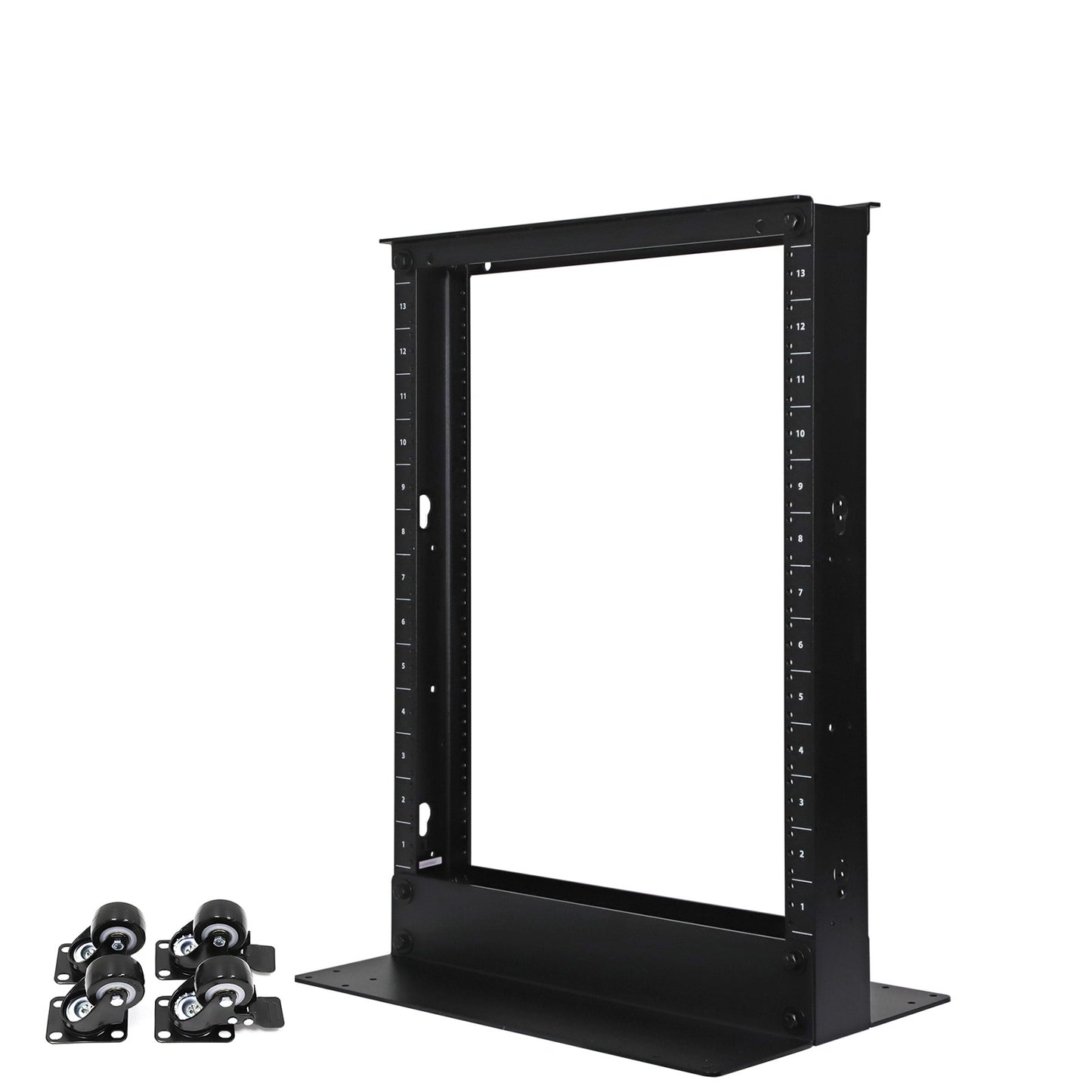 Aeons AR Series 13U 2-Post Aluminum Open Frame Rack, Black