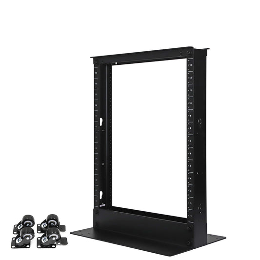 Aeons AR Series 13U 2-Post Aluminum Open Frame Rack, Black
