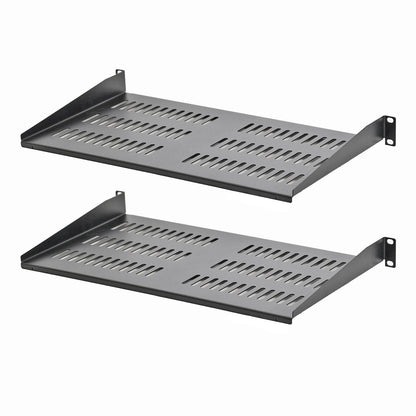 Aeons Universal 1U Rack Mount Vented Cantilever Shelf, 10-inch Depth, 2-Pack