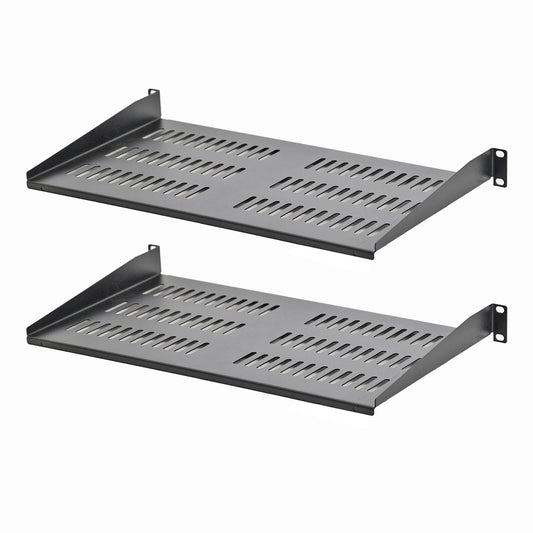 Aeons Universal 1U Rack Mount Vented Cantilever Shelf, 10-inch Depth, 2-Pack