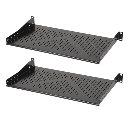 Aeons Premium 1U Server Rack Mount Vented Cantilever Shelf, 10-inch Depth, Heavy Duty, 2-Pack