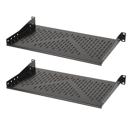 Aeons Premium 1U Server Rack Mount Vented Cantilever Shelf, 10-inch Depth, Heavy Duty, 2-Pack
