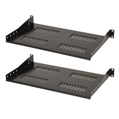 Aeons Premium 1U Server Rack Mount Vented Cantilever Shelf, 10-inch Depth, Heavy Duty, 2-Pack