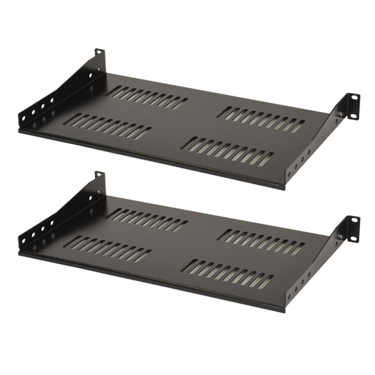 Aeons Premium 1U Server Rack Mount Vented Cantilever Shelf, 10-inch Depth, Heavy Duty, 2-Pack