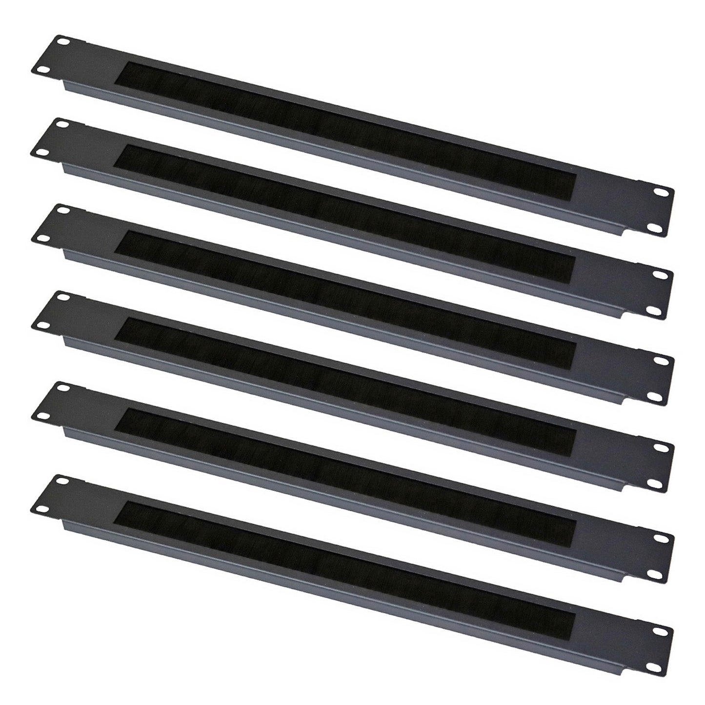 Aeons 1U Rack Mount Brush Type Cable Management Panel 6 Pack