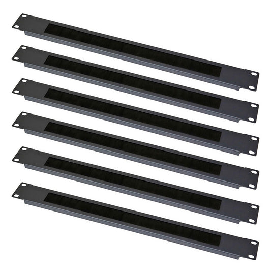 Aeons 1U Rack Mount Brush Type Cable Management Panel 6 Pack