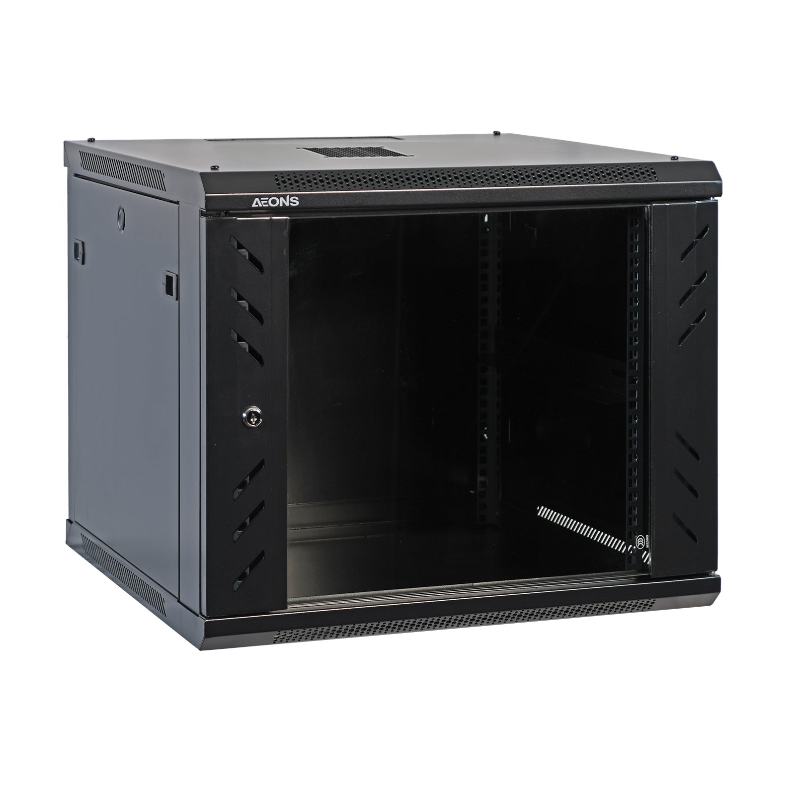 Aeons Pro Seires 9U Wall-Mount Rack Cabinet, Mid-Depth, Glass Door
