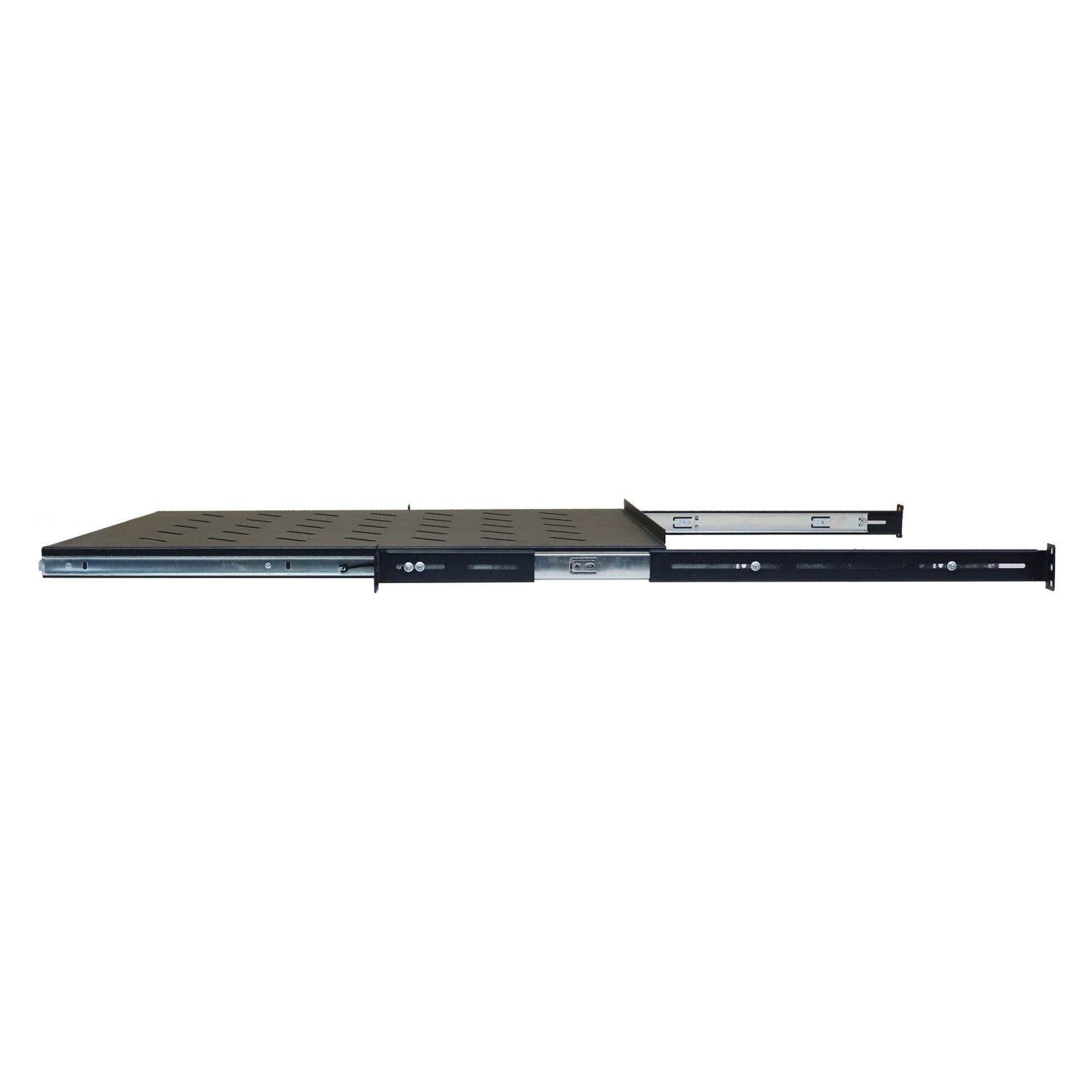 Aeons Universal 1U Rack Mount Vented 4-Post Sliding Shelf, Adjustable Mounting, 24-inch Depth