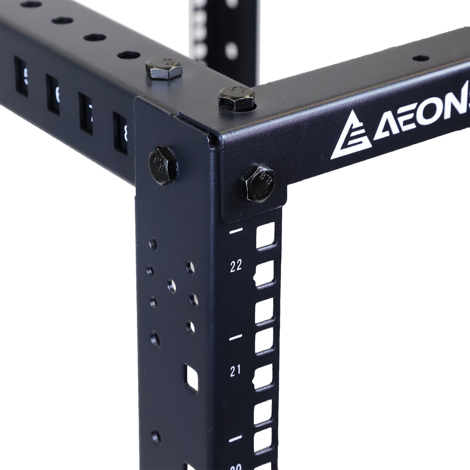 Aeons SR Seires 27U 4-Post Open Frame Rack, Adjustable Depth