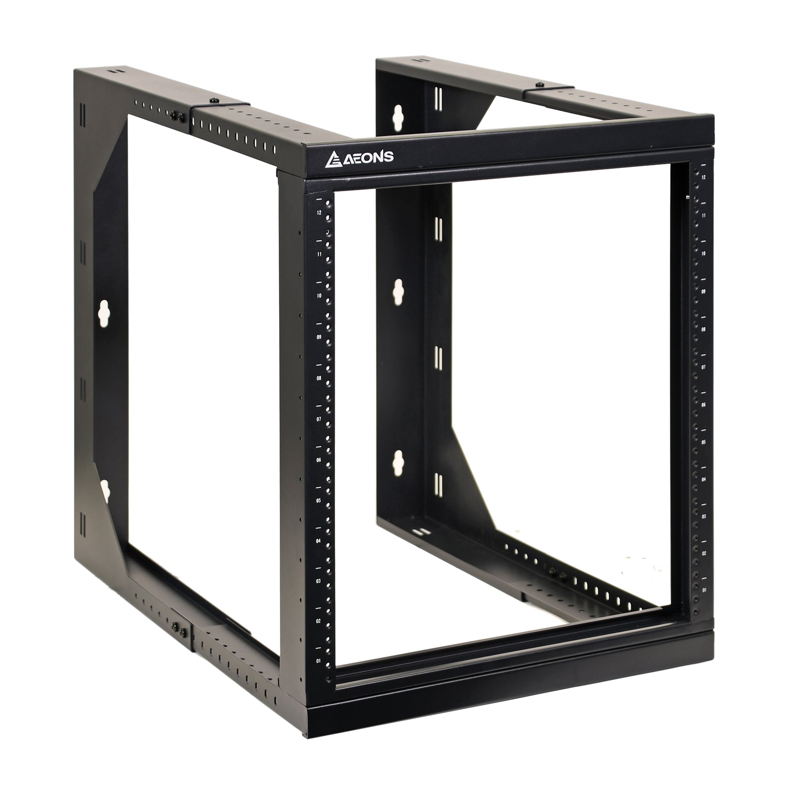 Aeons SBC Seires 12U Wall-Mount Open-Frame Rack, Adjustable-Depth, Swing Out Hinged Gate