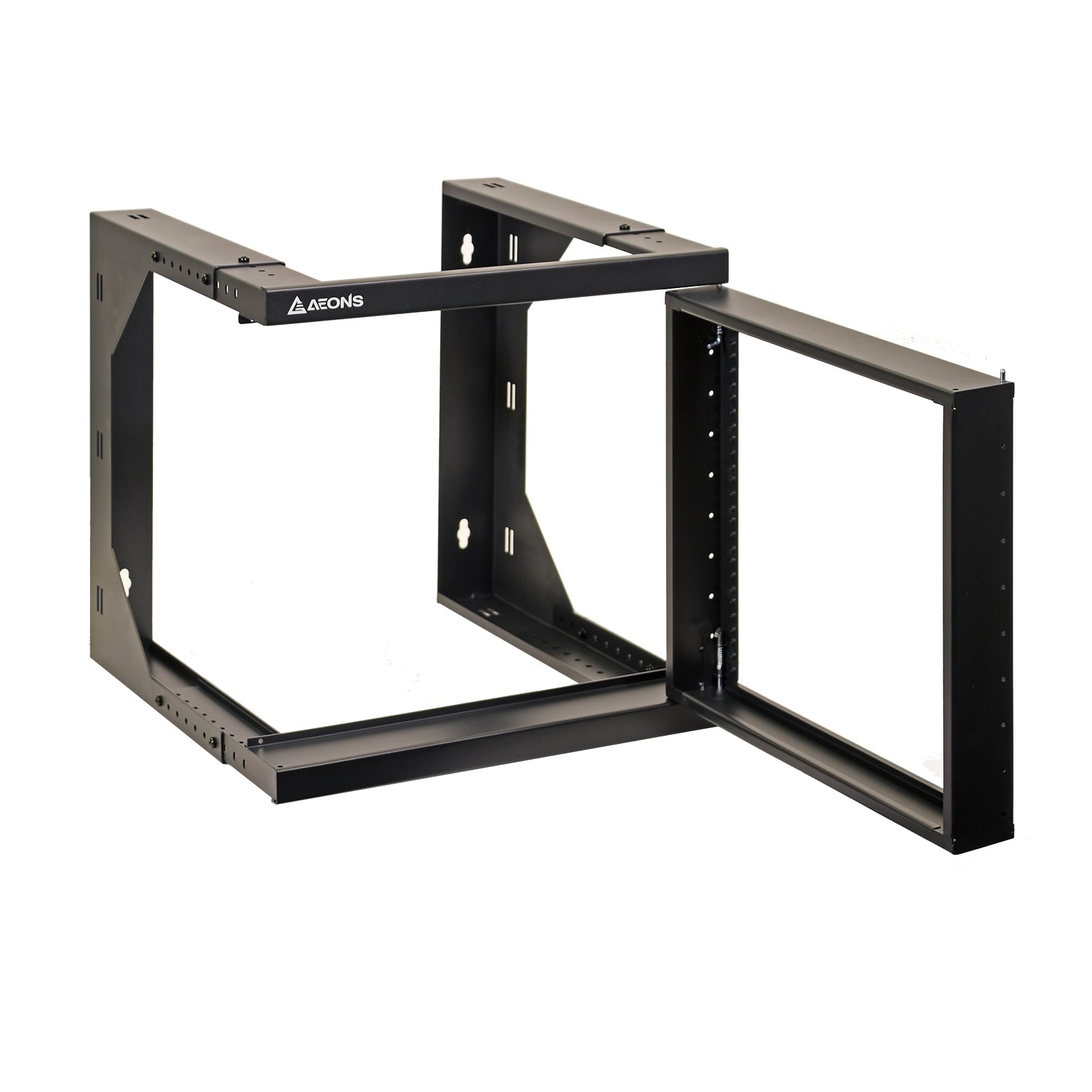 Aeons SBC Seires 9U Wall-Mount Open-Frame Rack, Adjustable-Depth, Swing Out Hinged Gate
